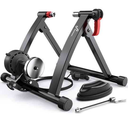Sportneer Bike Trainer - Magnetic Stationary Bike Stand for 26-28" & 700C Wheels - Adjustable 6 Level Resistance Bike Trainer Stand for Indoor Riding
