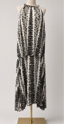 WHBM reptile ecru pleated chain neck halter top + midi skirt  NWT - size 8