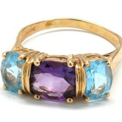 Ladies Amethyst/Blue Topaz Birthstone Ring