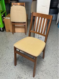 Stakmore - 5 Wooden Folding Chairs with Upholstered Seats - $25 each or $100 for 5