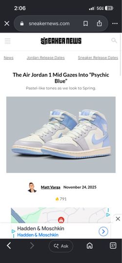 Pre-Owned Women's Air Jordan 1 Mid "Psychic Blue