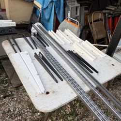 NOS Elfa Made In Sweden Steel Garage Basement Closet Shelving System 2-79” Vertical Track  2-48”Vertical Track4-15” Black Shelf Brackets  10 White 12”