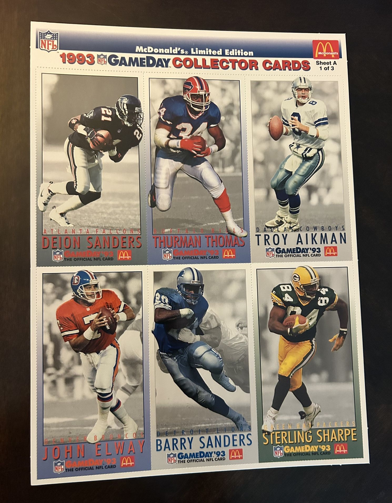 1993 Fleer /McDonalds Gameday Collector Uncut Sheets. Negotiable 