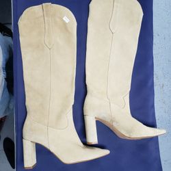 Size 7.5 tall tan suede western boot by Zara United