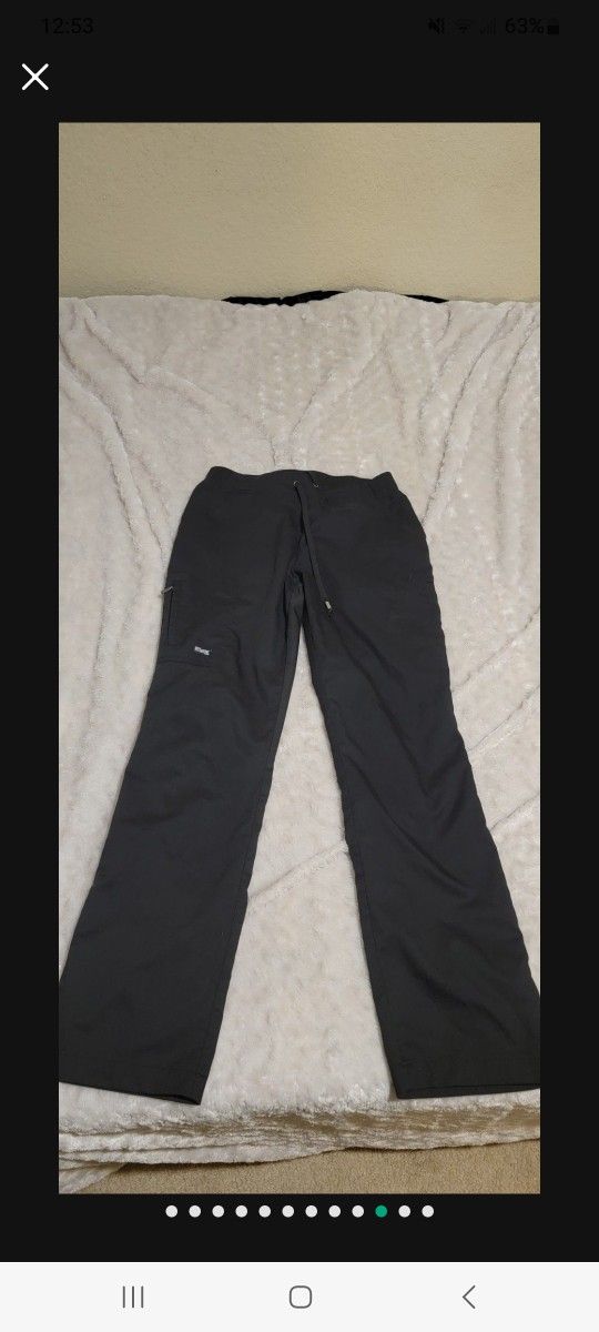 GREY'S ANATOMY Barco Black 4 Pockets Tie Front Cargo Bottom Scrubs Pants Size S
