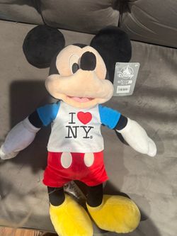 Disney store 13" Mickey Mouse Plush With I 💗New York T Shirt