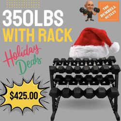 350lb Dumbbell Set With Rack - Brand New 