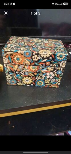 Vintage J Chein Co Metal Recipe Card Tin Box Mod Retro Floral USA