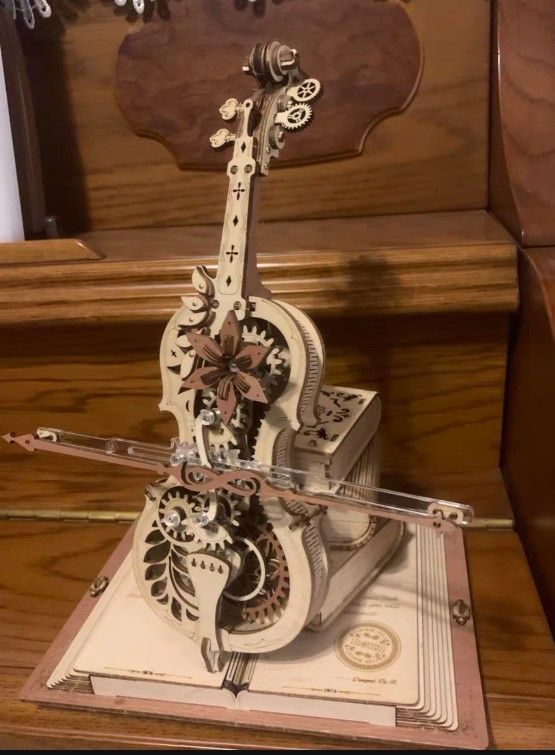 Secret cello music box music box diy handmade wooden assembly model birthday gift