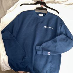 Tags On Brand New Champion Sweatshirt  60$ Navy Blue Men’s Medium 