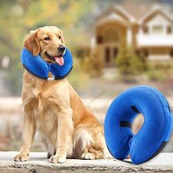 Large BENCMATE Protective Inflatable Collar for Dogs and Cats - Soft Pet Recovery Collar Does Not Block Vision E-Collar