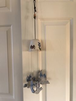 Wind chimes terra cotta bluebirds