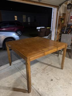 Oak Square High Top Kitchen Table With Removable Center Leaf