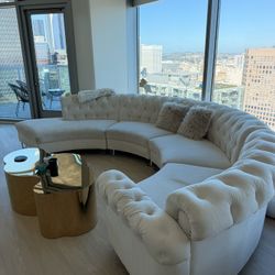 Cream Velvet sectional couch 