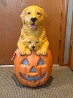 Halloween Golden Retriever Pumpkin Blow Mold Decoration