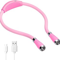 LED Neck Book Light USB Rechargeable, Hands Free, 4 Super Bright LED Bulbs, 3 Adjustable Brightness, Best for Reading in Bed,Knitting,Walking,Jogging,