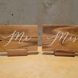 Mr. & Mrs. Wooden Table Signs