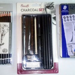 Lot Of 3 Sets Of Art Pencil & Charcoal Set All 3 Sets Brand New for