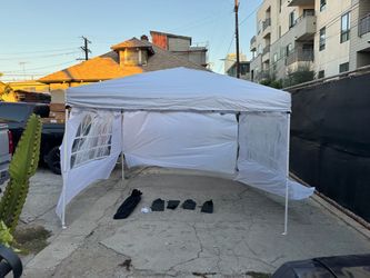 10x10 Pop Up Canopy Tent with One-Push Center Lock,White 3 Adjustable Heights, Carry Bag Included, T