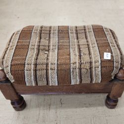 Brown Plaid Ottoman
