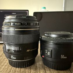 📸 Canon EF 85mm f/1.8 + 50mm f/1.8 Prime Lens Bundle – Barely Used