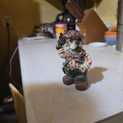 Collective Resin Figurine Of A Dog Dressed Like A Cowboy, Border Collie Figurine