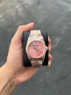 Seiko Baby Pink Arabic Aura Dial Watch