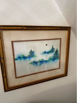 Framed Watercolor Landscape Painting 12x16