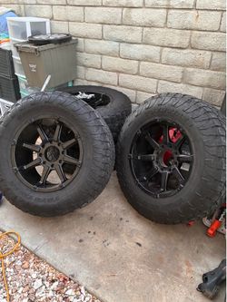 8 Lug FUEL Wheels/ Rims and 37” tires (good tread)