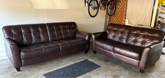 Brown leather couch