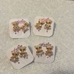 Gold Plated Bear Earrings $4 Each 