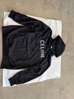 Celine Loose Hoodie in Cotton Fleece — Black/White ✨