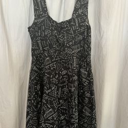 Hot Topic Science Fit & Flare Chemistry Black White Sleeveless Midi Dress Corset