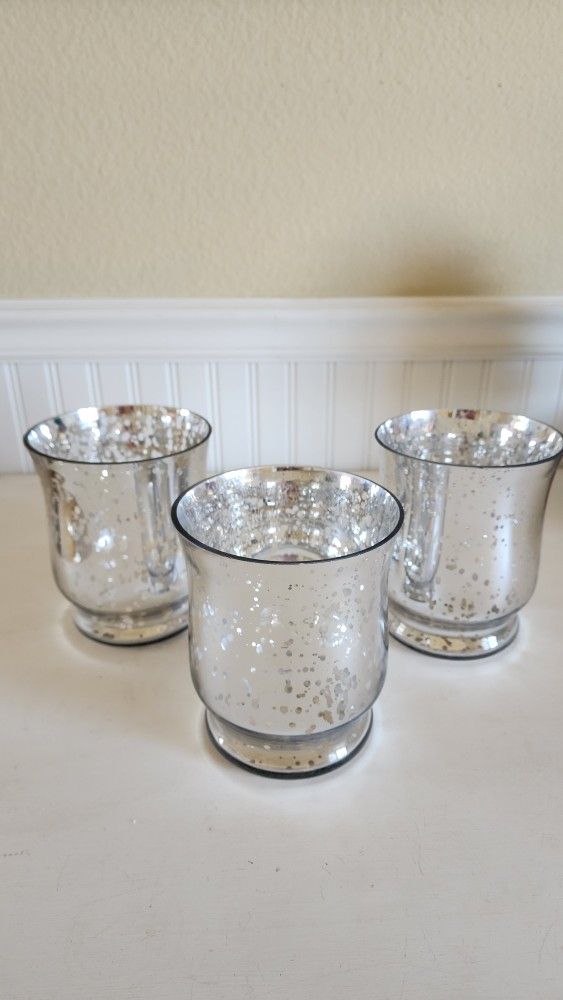 Home Decor Mercury Glass Hurricane Vases, 