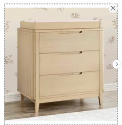 Light Wood 3-Drawer Dresser with Changing Topper