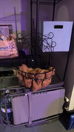 2-Two Black Wrought Iron Hanging. Baskets