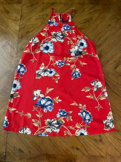 Forever 21 Red with Multicolor Floral Print Sleeveless Summer Dress - Size Large - Like New