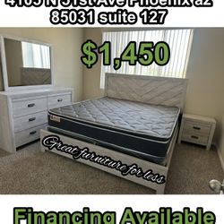 Queen Size Bedroom Include Bed Frame Dresser Mirror Nigstand And Pillow Top Mattress And Boxspring Brand New