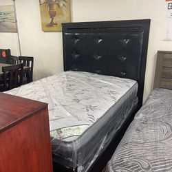 Queen Size Bed Frame With New Mattress And Boxspring Included 
