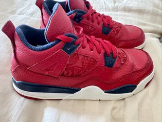 Rare Nike Air Jordan 4 IV Retro GS PE Fiba Size 3.0 Y Sneakers Shoes Red Blue