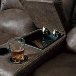 L Shaped Comfortable Sectional Couch, Cup Holders, Storage Console, Leather,Pet and Child Friendly, 👉GetNowWith$50PayLater