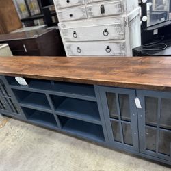 96” Wood Blue TV STAND :$580