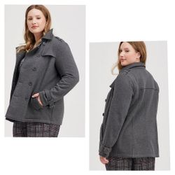 Torrid NWT 1X Grey Fleece Peacoat