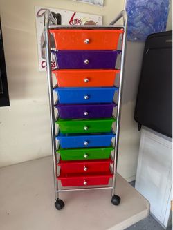 10-Drawer Rolling Storage Cart – Colorful Plastic Drawers