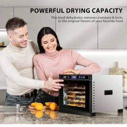 6 Trays Food Dehydrator Stainless Steel Meat Fruit Vegetable Jerky Dryer Machine