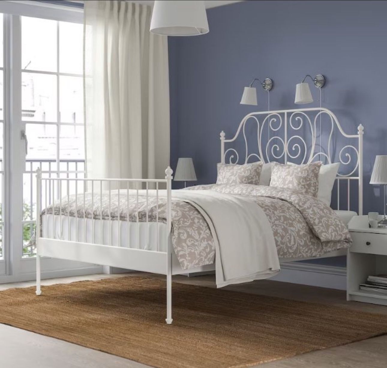 Ikea Bed Frame And Slatted Mattress Base (Box Spring)