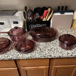 Vintage Corning Visions Visionware Pink Pyrex Pots & Pans