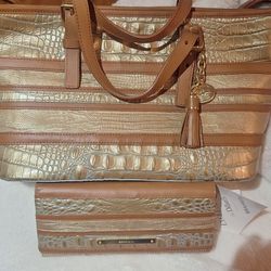 Brahmin Handbag And Matching Tri Fold Wallet
