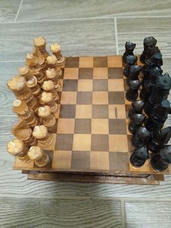 Hand carved Russian chess set