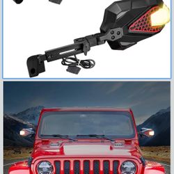 Side Mirrors Doors Off with Turn Signal Lights Compatible with 2018-2023 Jeep Wrangler JL 4XE Gladiator JT Rear View Mirror Handlebar Mount Accessorie